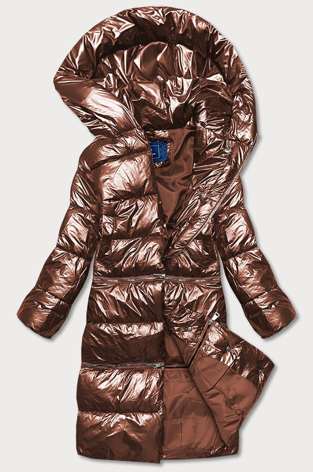 Dámská zimní bunda v měděné barvě ve třech délkách (omdl-009) odcienie brązu M (38)