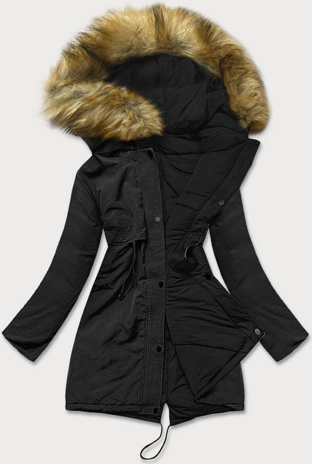 Oboustranná černá dámská zimní bunda (M-136) odcienie czerni XL (42)