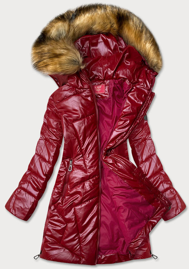 Červená lesklá dámská zimní bunda (M-21008) odcienie czerwieni M (38)