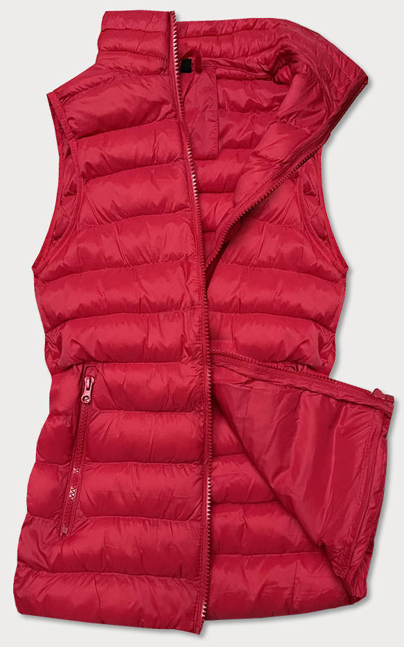 Tmavě červená krátká dámská prošívaná vesta (23077-275) odcienie czerwieni XL (42)