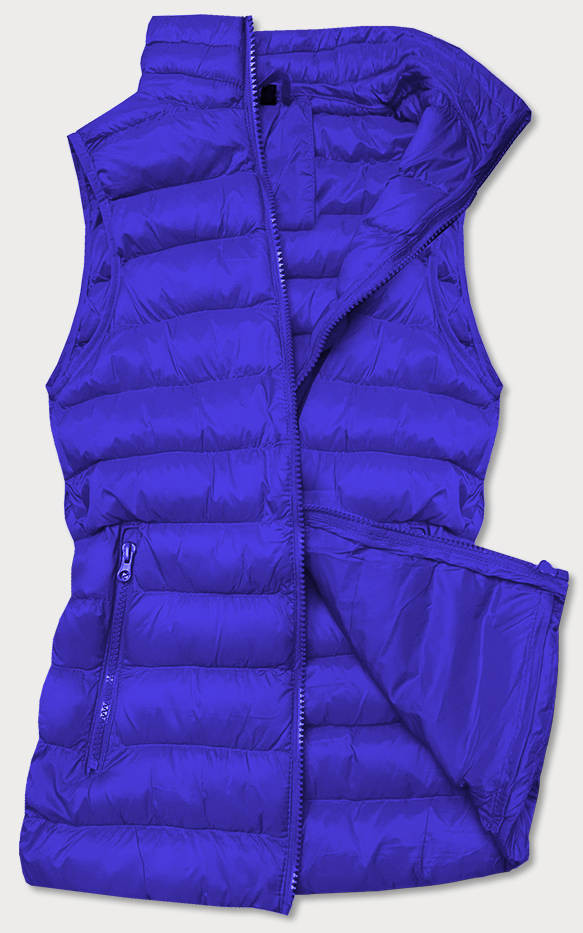 Krátká dámská prošívaná vesta v chrpové barvě (23077-184) odcienie niebieskiego L (40)