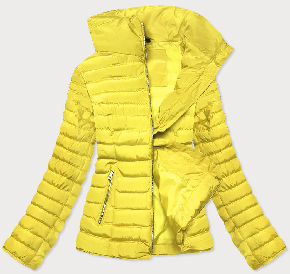 Žlutá prošívaná dámská bunda pro přechodné období (23063-3) odcienie żółtego S (36)