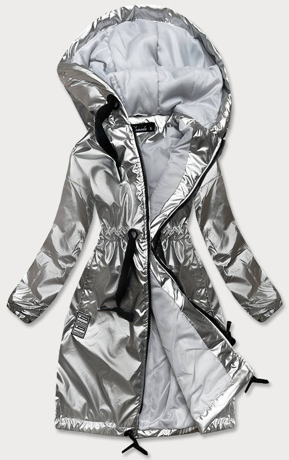 Stříbrná dámská bunda pro přechodné období (741ART) odcienie szarości S (36)