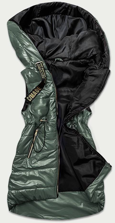 Lesklá zelená vesta s kapucí (B9782-10) odcienie zieleni XL (42)