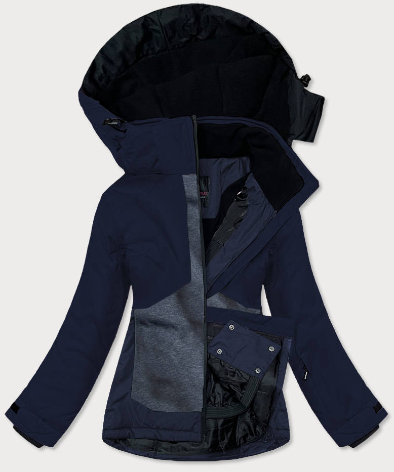 Tmavě modrá/melanžová dámská zimní snowboardová bunda (b2357) odcienie niebieskiego XL (42)