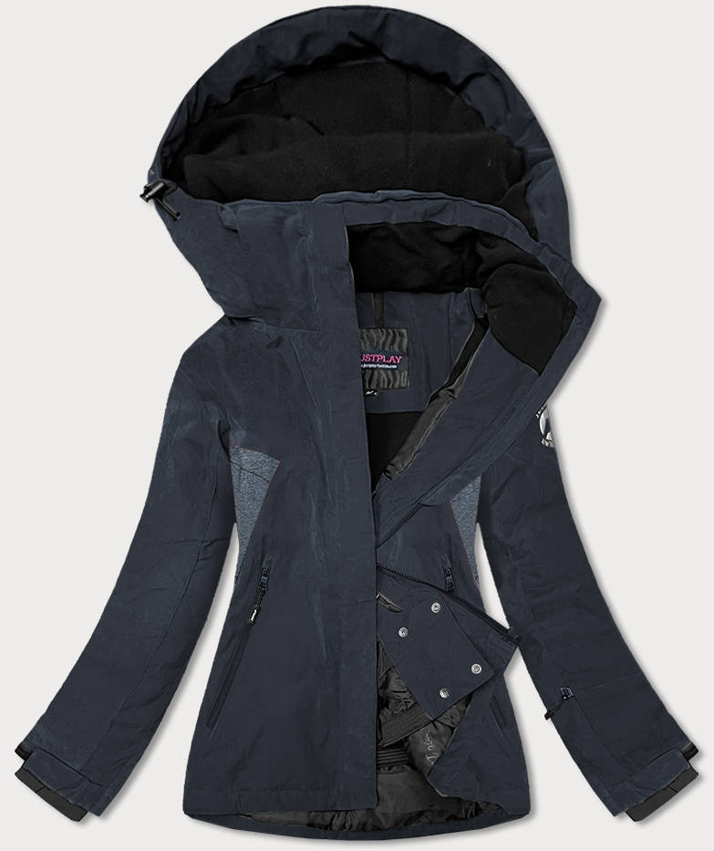 Černá dámská zimní bunda se sněhovým pásem (b2376) odcienie czerni XL (42)