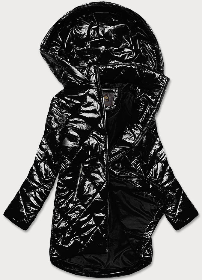 Lesklá černá prošívaná dámská bunda (LD7259BIG) odcienie czerni XXL (44)