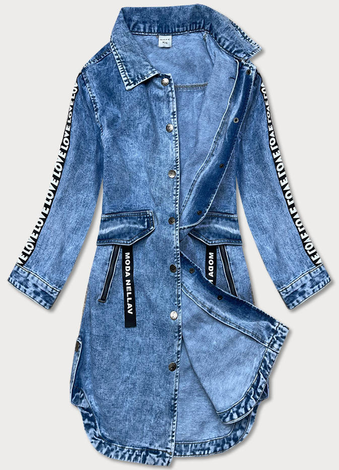 Světle modrá volná dámská džínová bunda/přehoz přes oblečení (POP5990-K) odcienie niebieskiego M (38)