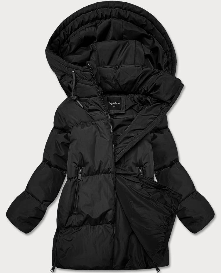 Černá dámská zimní bunda typu puffer (ad6076) odcienie czerni XL (42)