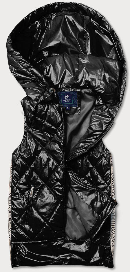 Lesklá černá dámská vesta (AG3-02) odcienie czerni XL (42)