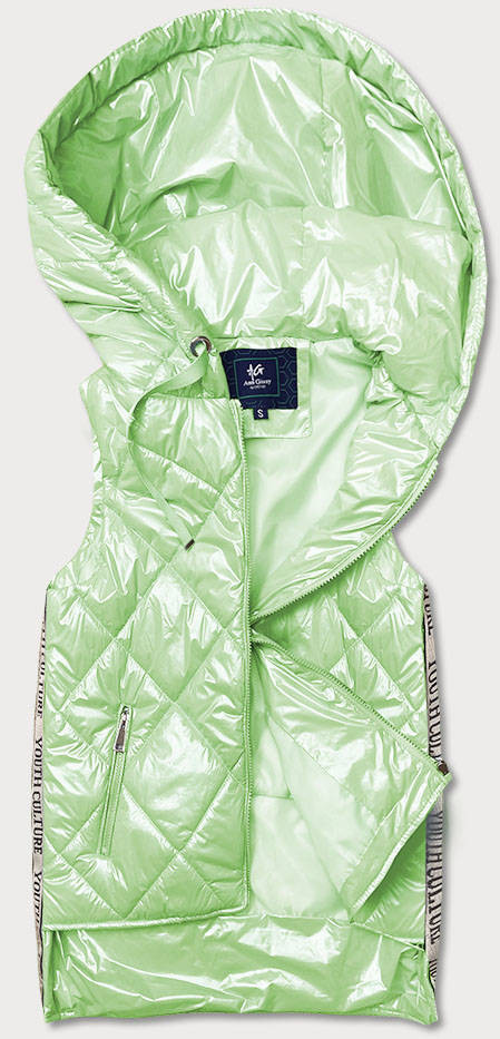 Lesklá dámská vesta v mátové barvě (AG3-02) odcienie zieleni L (40)