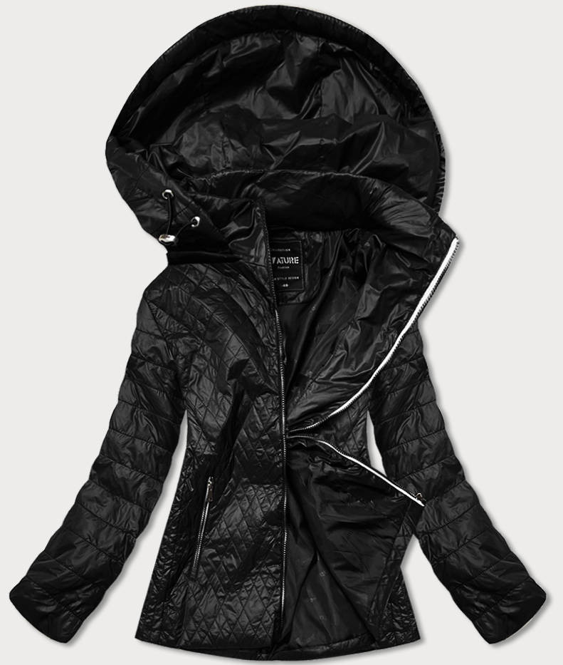Černá dámská prošívaná bunda (RQW-7009) odcienie czerni 48