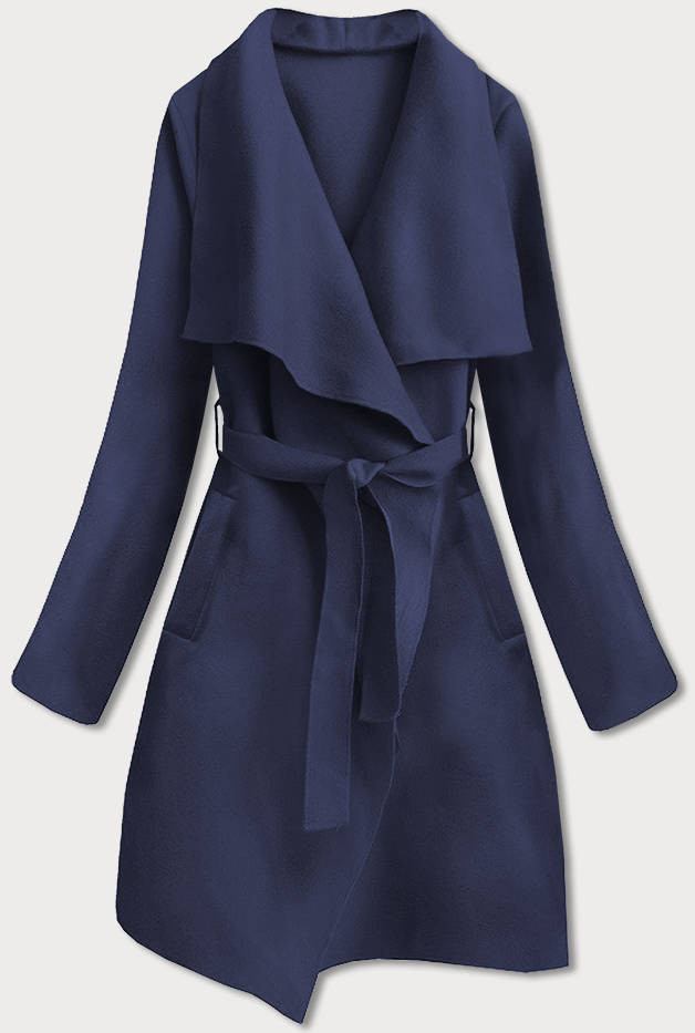 Tmavě modrý dámský minimalistický kabát (747ART) odcienie niebieskiego ONE SIZE