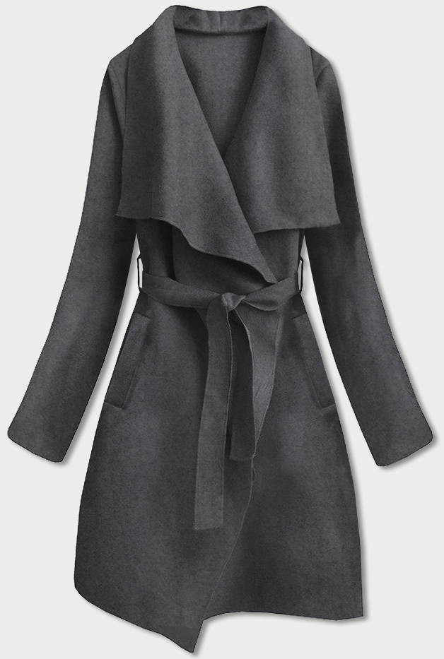 Šedý dámský minimalistický kabát (747ART) odcienie szarości ONE SIZE