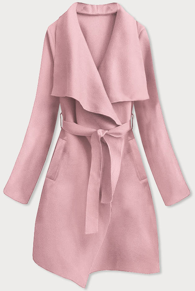 Anticky růžový dámský minimalistický kabát (747ART) odcienie różu ONE SIZE