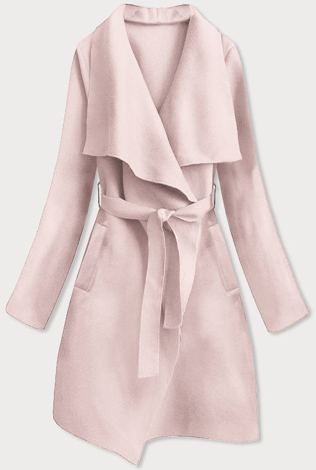 Světle růžový dámský minimalistický kabát (747ART) odcienie różu ONE SIZE