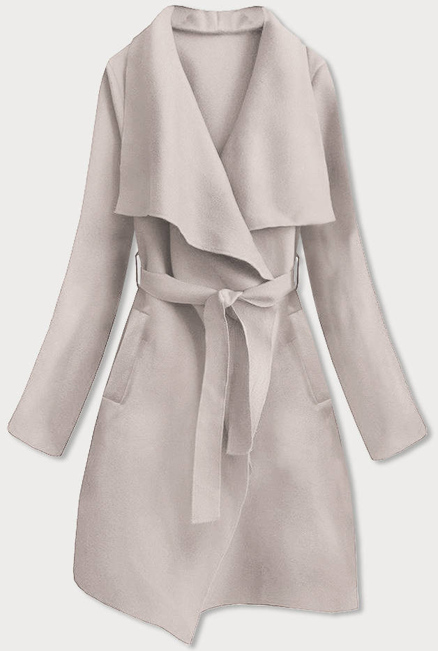 Světle béžový minimalistický dámský kabát (747ART) odcienie beżu ONE SIZE