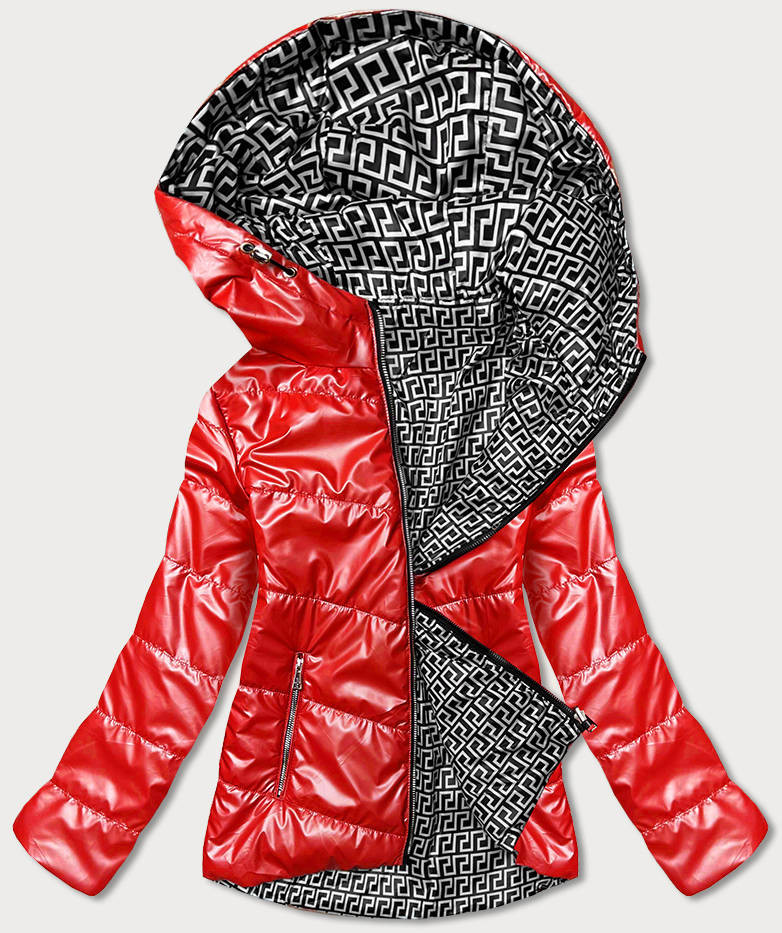 Červená dámská oboustranná bunda (BR9795-4) odcienie czerwieni 50