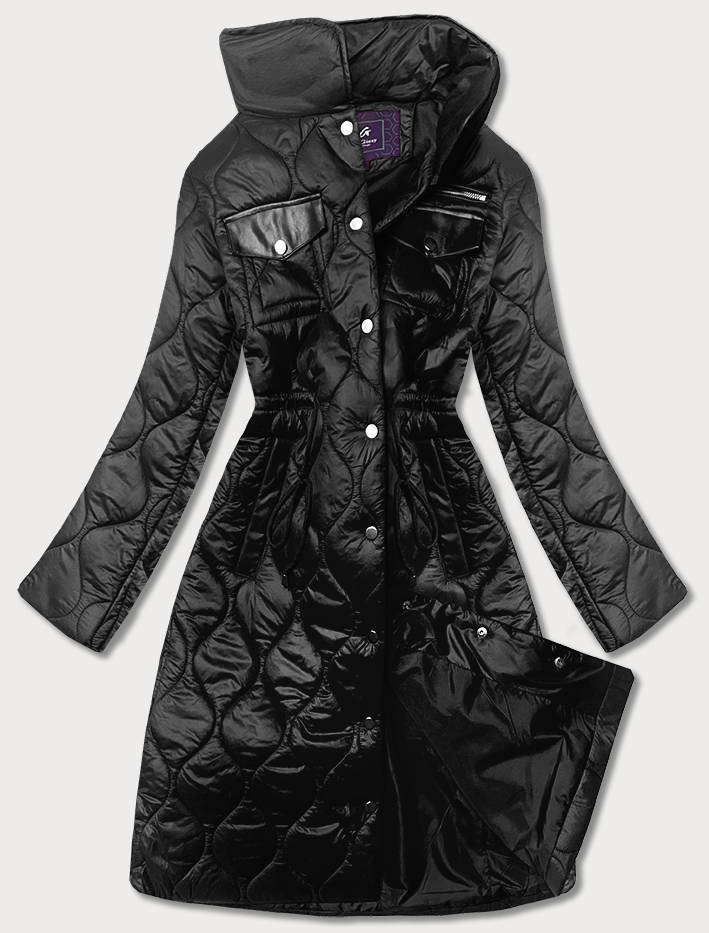 Černá dámská prošívaná bunda se stojáčkem (AG8-001) odcienie czerni XXL (44)