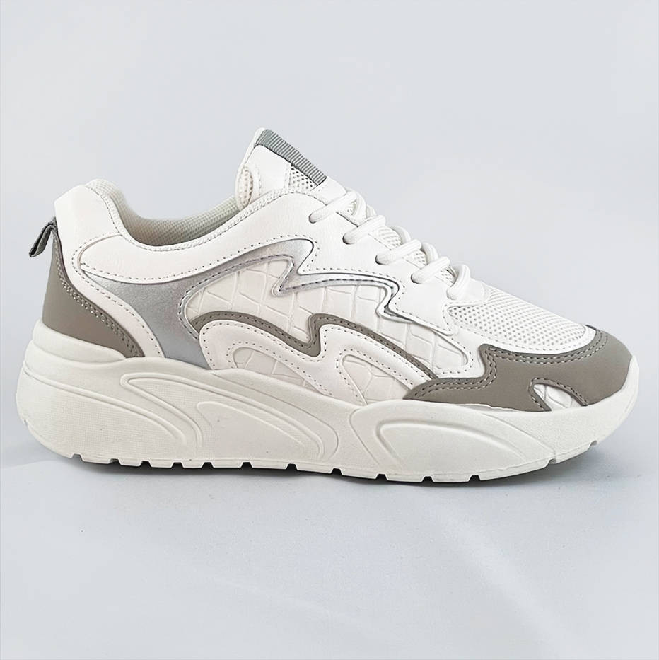 Bílé dámské sportovní boty na platformě (C1090) odcienie bieli XL (42)
