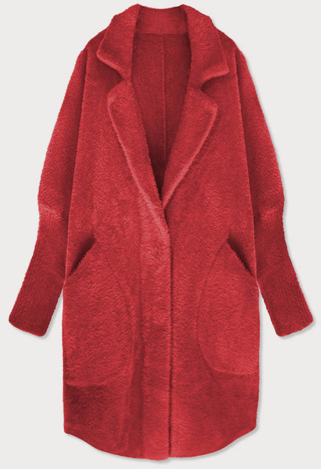 Dlouhý červený vlněný přehoz přes oblečení typu "Alpaka" (7108) odcienie czerwieni ONE SIZE