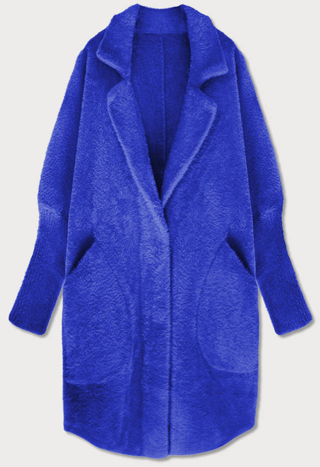 Dlouhý vlněný přehoz přes oblečení v chrpové barvě typu "Alpaka" (7108) odcienie niebieskiego ONE SIZE