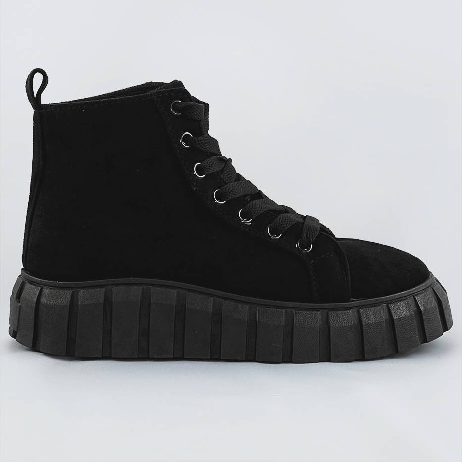 Černé šněrovací boty z imitace semiše (XA057) odcienie czerni XL (42)
