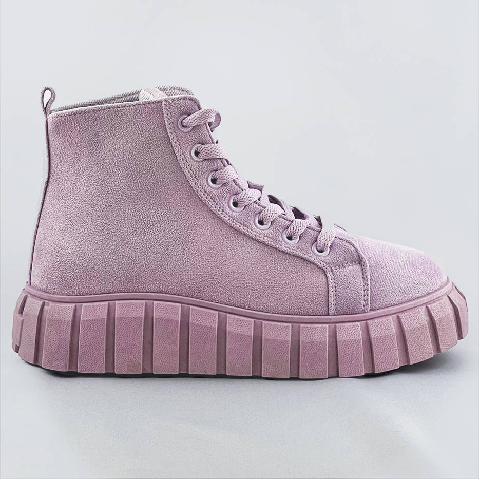 Šněrovací boty ve vřesové barvě z imitace semiše (XA057) odcienie fioletu XL (42)
