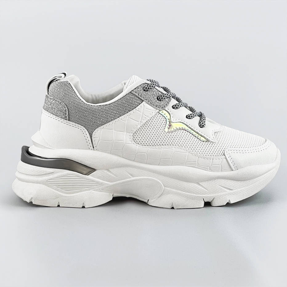 Bílo-šedé šněrovací dámské sportovní boty (LU-3) odcienie bieli XL (42)