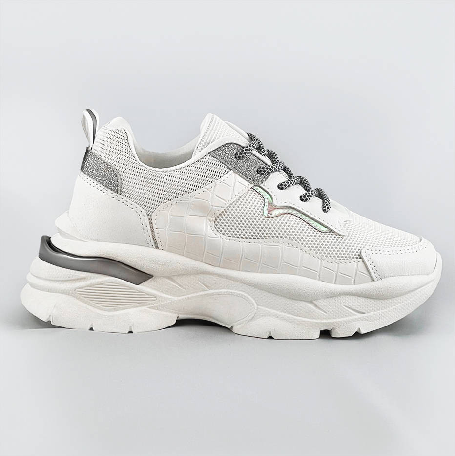 Bílé šněrovací dámské sportovní boty (LU-3) odcienie bieli XL (42)