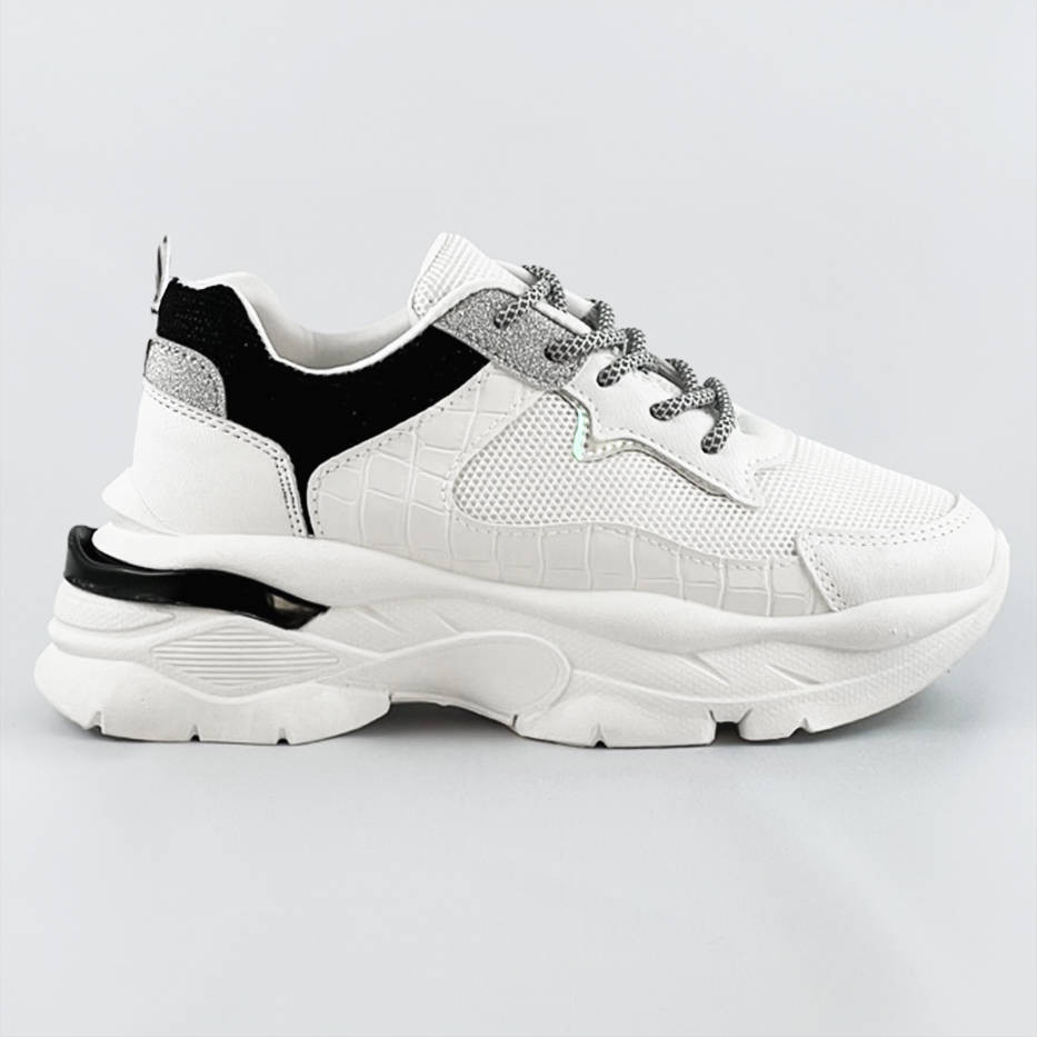 Bílo-černé dámské šněrovací sportovní boty (LU-3) odcienie bieli XL (42)