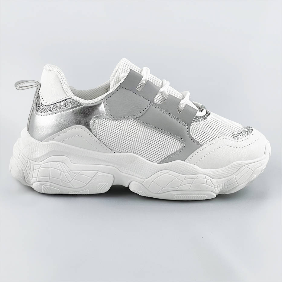 Bílo-šedé dámské šněrovací tenisky "sneakers" (172) odcienie bieli XL (42)