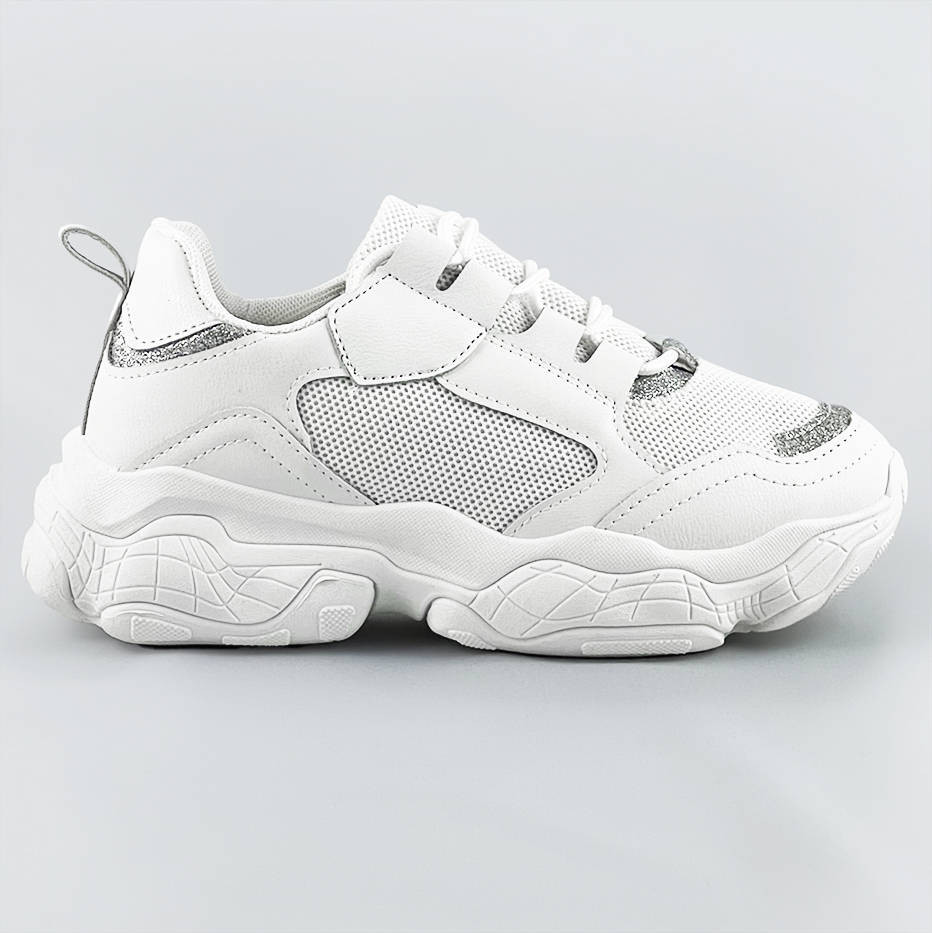 Bílé dámské šněrovací tenisky "sneakers" (172) odcienie bieli XL (42)