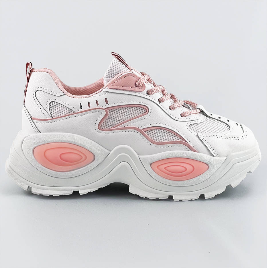 Bílo-růžové dámské sportovní boty s vysokou podrážkou (RA15) biały XL (42)
