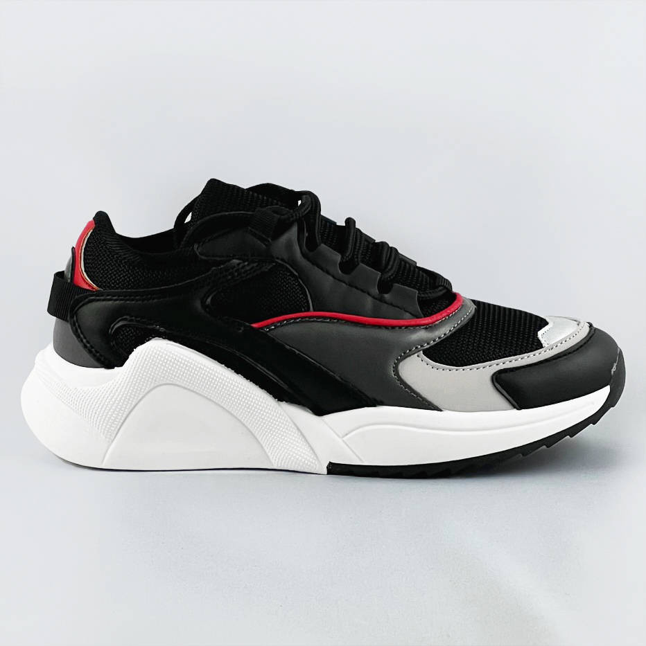 Černé šněrovací sneakersy s barevnými vsadkami (6346) odcienie czerni XL (42)