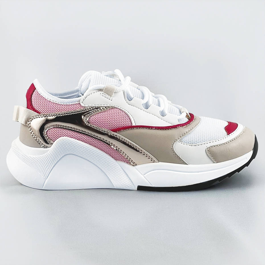 Růžové šněrovací sneakersy s barevnými vsadkami (6346) odcienie różu XL (42)