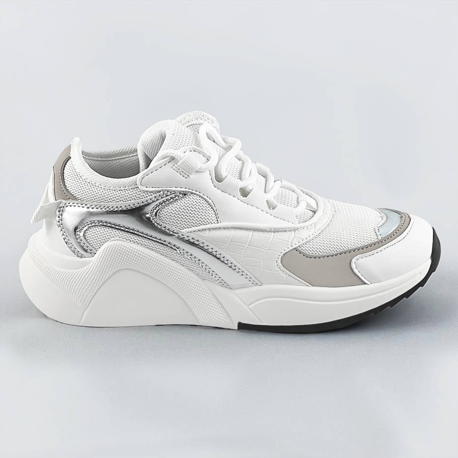 Bílé šněrovací sneakersy s barevnými vsadkami (6346) odcienie bieli XL (42)