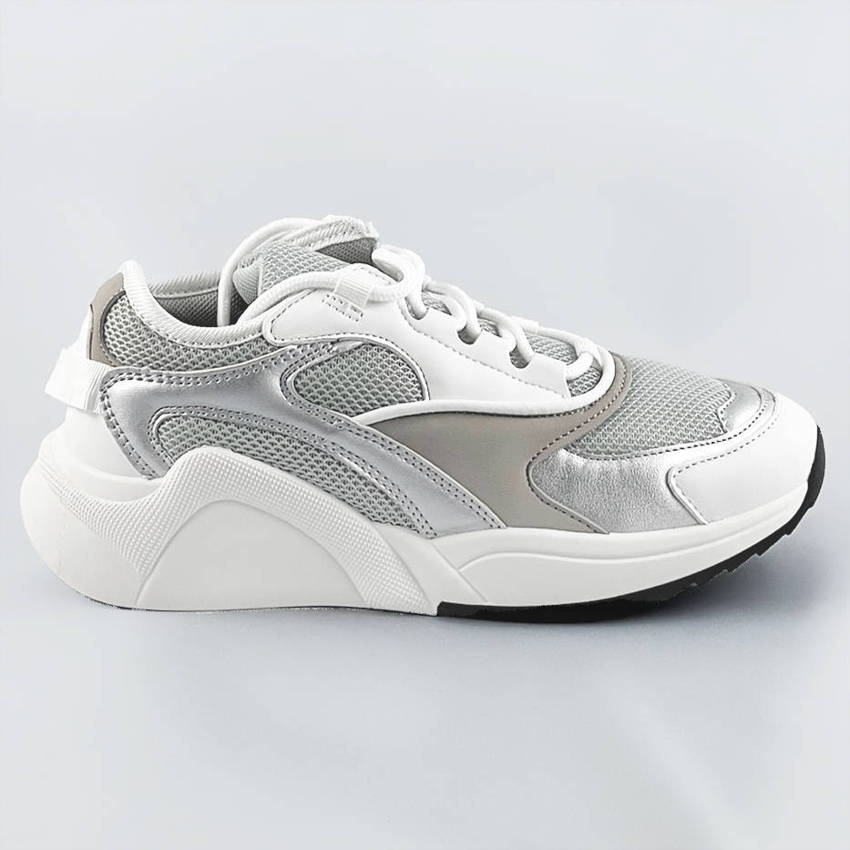 Bílo-šedé šněrovací sneakersy s barevnými vsadkami (6346) odcienie bieli XL (42)