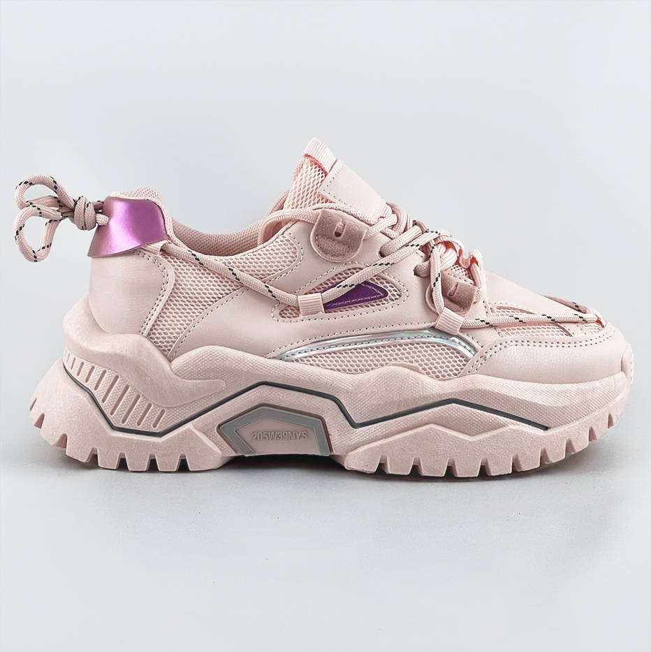 Růžové šněrovací sportovní boty na platformě (RA21) Růžová XL (42)