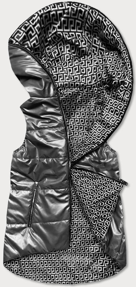 Šedá dámská rozšířená oboustranná vesta (B8006-70) odcienie szarości 52