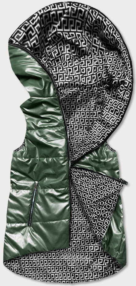 Zelená dámská rozšířená oboustranná vesta (B8006-10) odcienie zieleni 50
