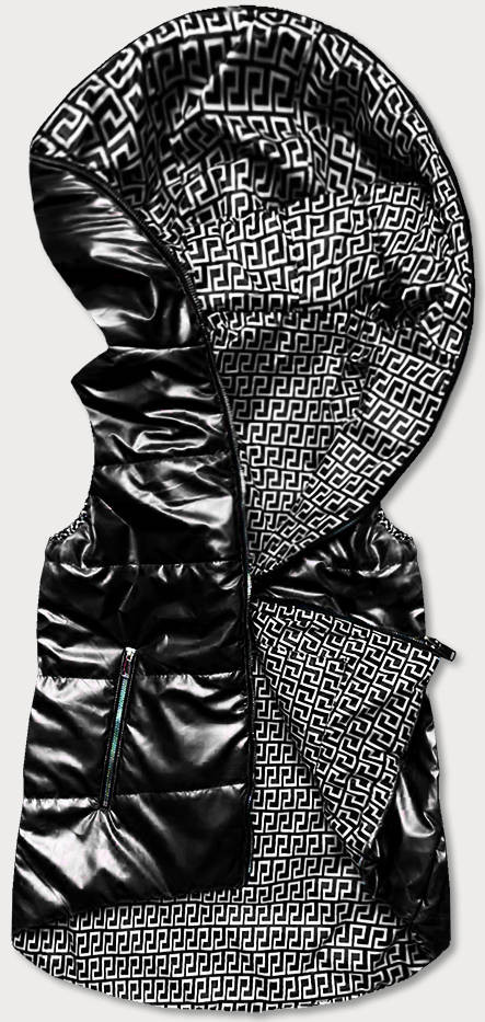 Černá dámská rozšířená oboustranná vesta (B8005-1) odcienie czerni XL (42)