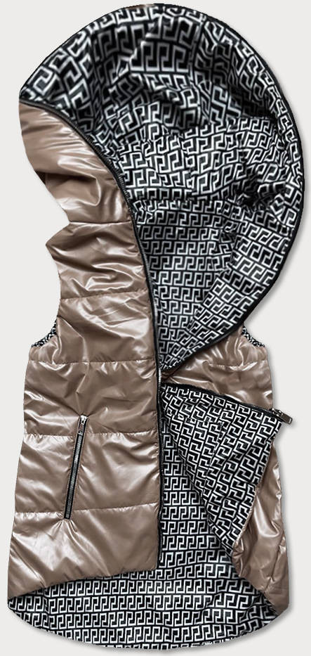 Rozšířená oboustranná dámská vesta v barvě cappuccino (B8005-12) odcienie beżu XL (42)
