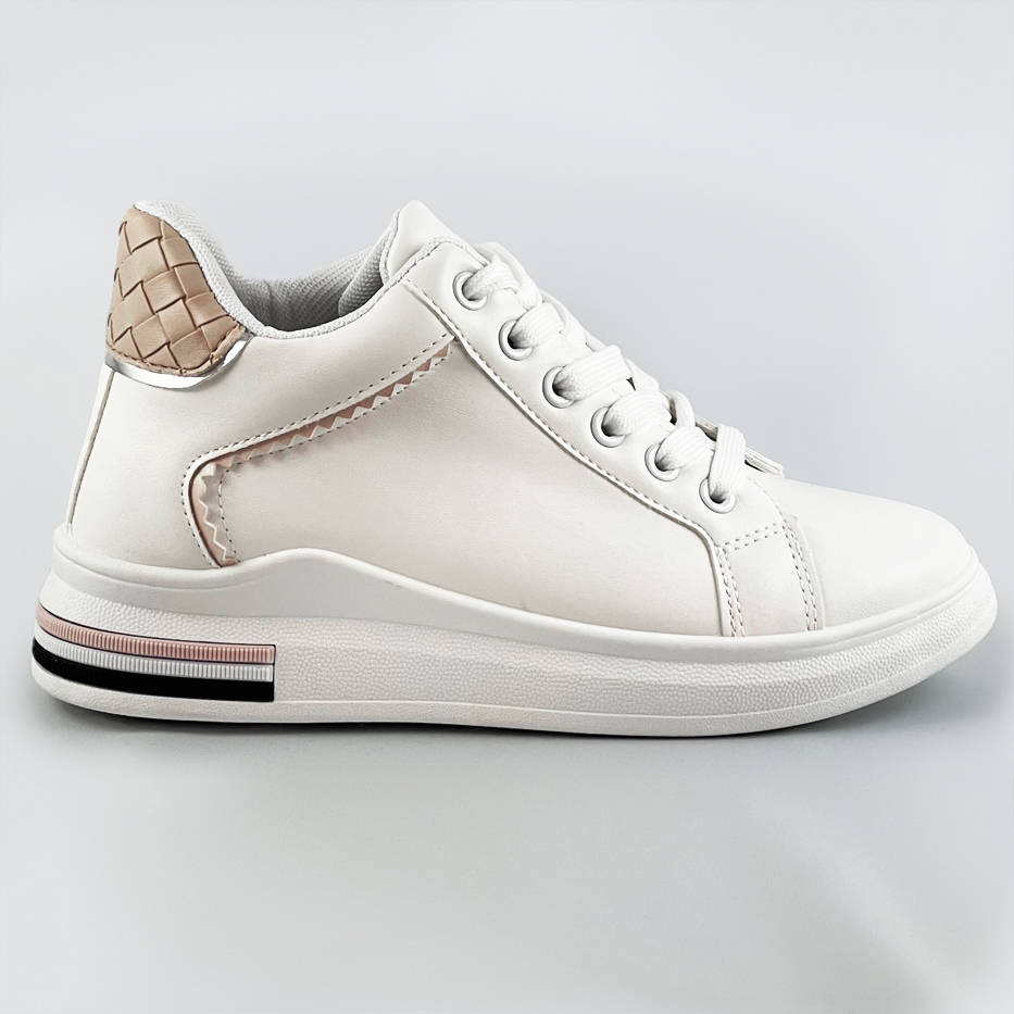 Bílo-béžové sportovní boty se skrytým klínem (666-16) odcienie bieli ONE SIZE