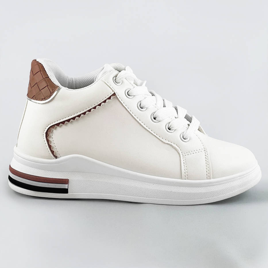 Bílo-hnědé sportovní boty se skrytým klínem (666-16) odcienie bieli ONE SIZE