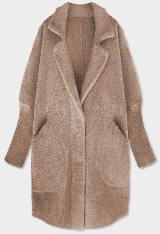 Dlouhý vlněný přehoz přes oblečení typu "alpaka" ve velbloudí barvě (7108) odcienie brązu ONE SIZE
