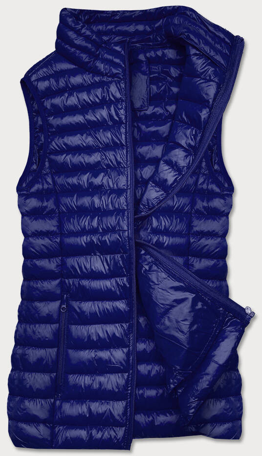 Tmavě modrá krátká dámská prošívaná vesta (5M702-215) odcienie niebieskiego S (36)