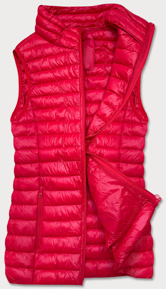 Tmavě červená krátká dámská prošívaná vesta (5M702-277) odcienie czerwieni M (38)