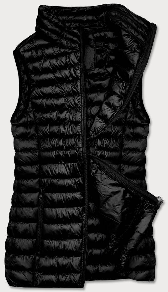 Krátká černá dámská prošívaná vesta (5M702-392) odcienie czerni S (36)