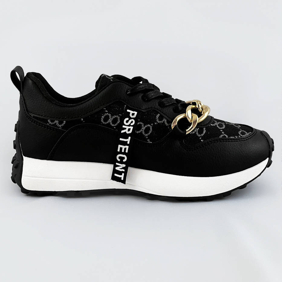 Černé sportovní boty s řetízkem (N-205) odcienie czerni XL (42)